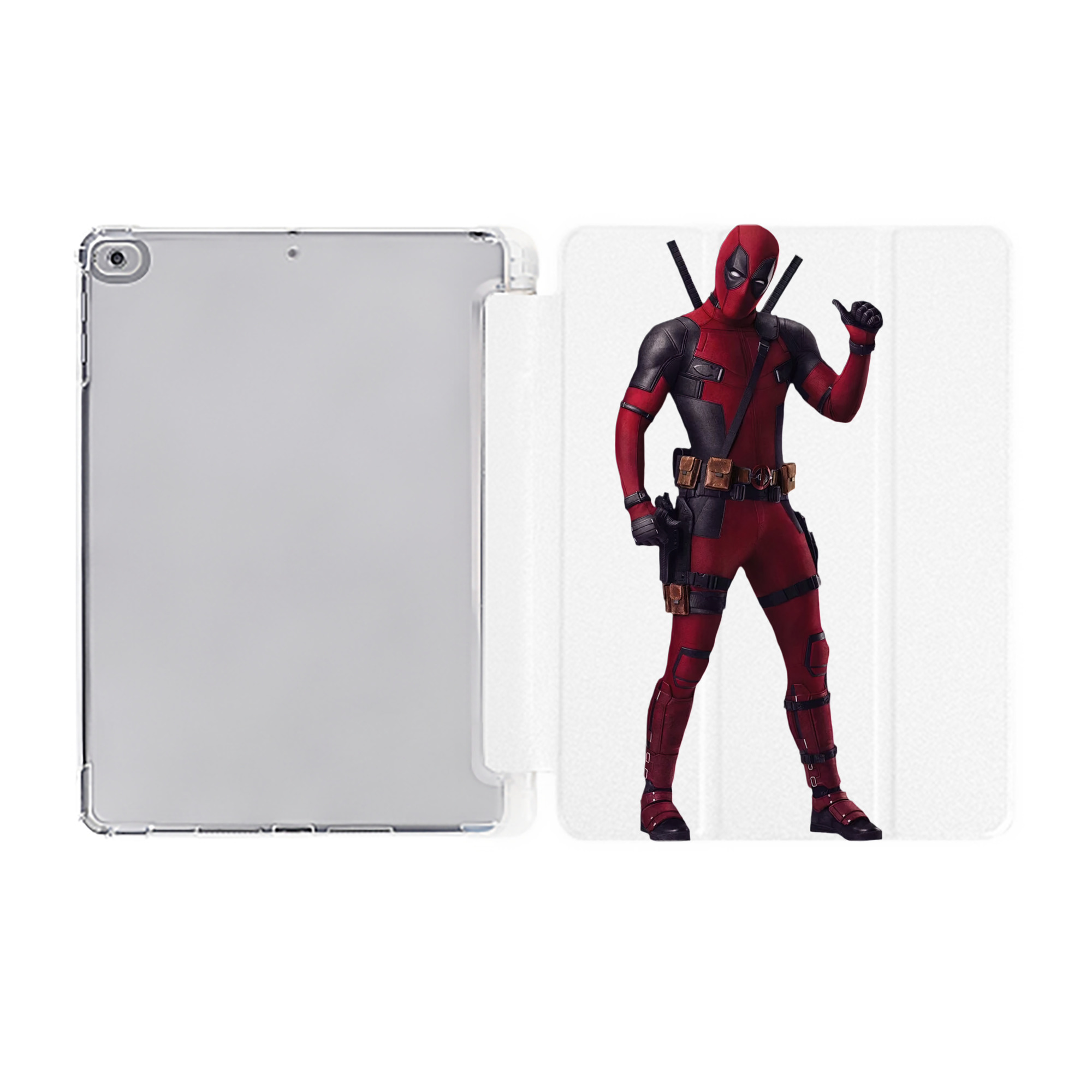 （画像用） Deadpool デッドプール IPad ケース ペン収納付き 三つ折りスタンド PUレザー×シリコン 対応機種9.5/10.5/10.9インチ
